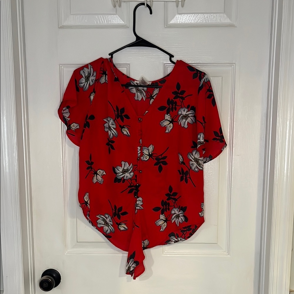URBAN Romantics Red Floral Blouse